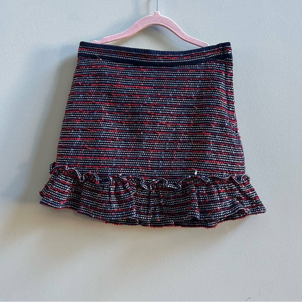 Janie and Jack Girl Merchant Marine Bouclé Tweed Ruffle Skirt, Size 8